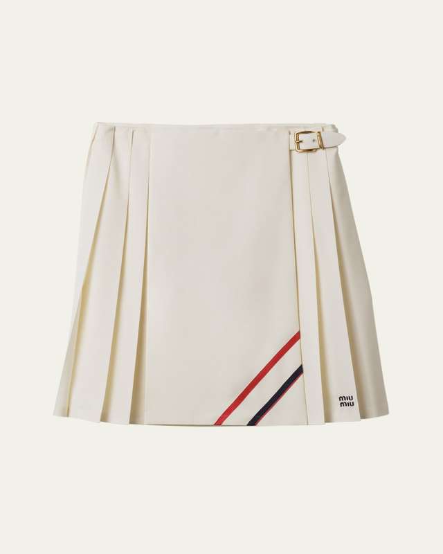 Buckle Pleated Mohair Skirt